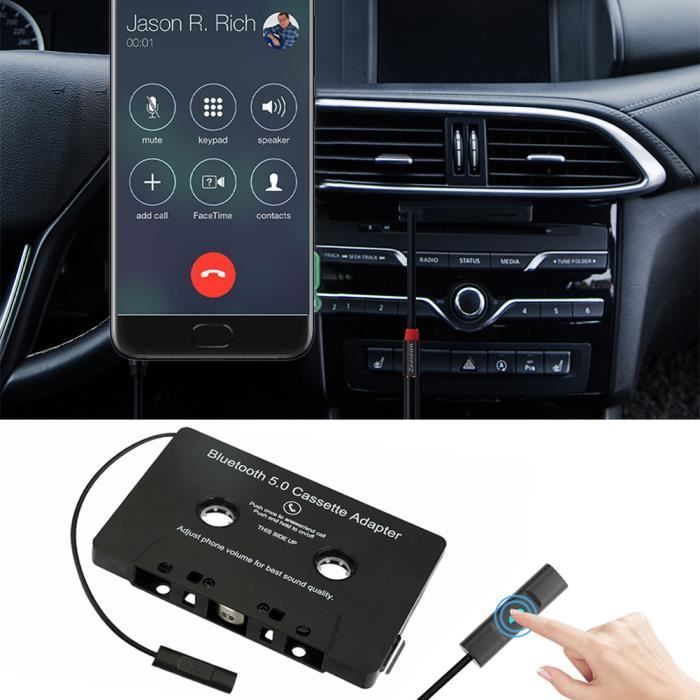 Adaptateur de cassette audio pour voiture Bluetooth 5.0 avec microphone 6H  Music Time 168H en veille