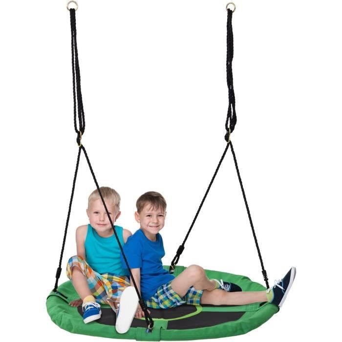 Outsunny Balançoire Nid D'oiseau Ronde Balançoire Panier 110 Cm 4 Anneaux Inclus Métal époxy