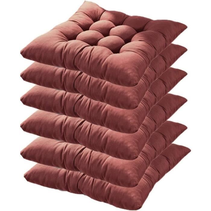 Set De 4 Coussins D'assise 40x40cm Coton - Pour Chaises Intérieur/extérieur - Rembourrage épais 5cm - Noir