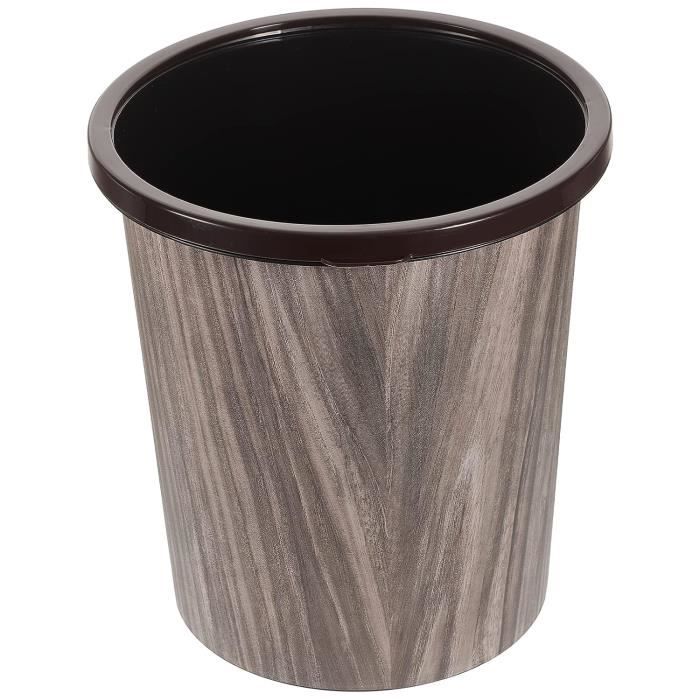 Poubelle De Bureau Rétro Imitation Bois - 14,7x14,7x15,3 Cm, Couvercle Poussoir