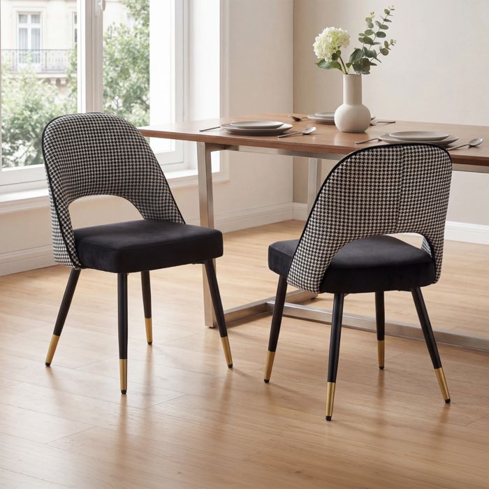 Wahson Chaise de Salle à Manger Lot de 2 Chaise Salle à Manger Chaise de Cuisine avec Pieds en Métal pour Cuisine Velours Noir