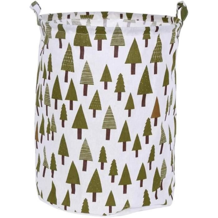 Panier à Linge Pliable Vert - 2 Pièces 36x36x58cm - Poches Latérales & Poignées - Pour Chambre, Salon, Voyage