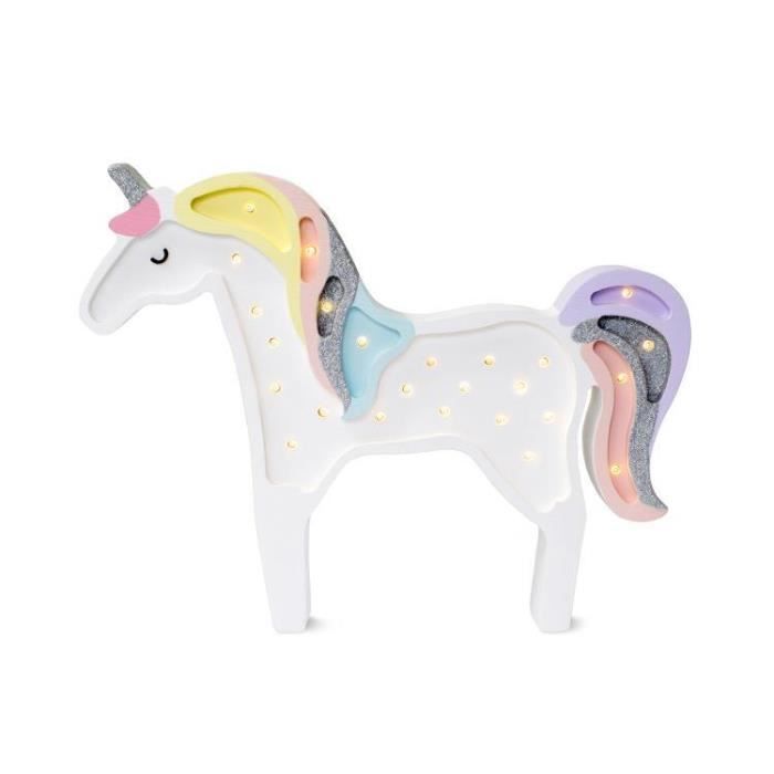 Lampe à poser LED - UNICORN - Licorne en bois de pin - H38 cm - LED multicolore Lampe à poser LED - UNICORN - Licorne en bois de pin - H38 cm - LED multicolore