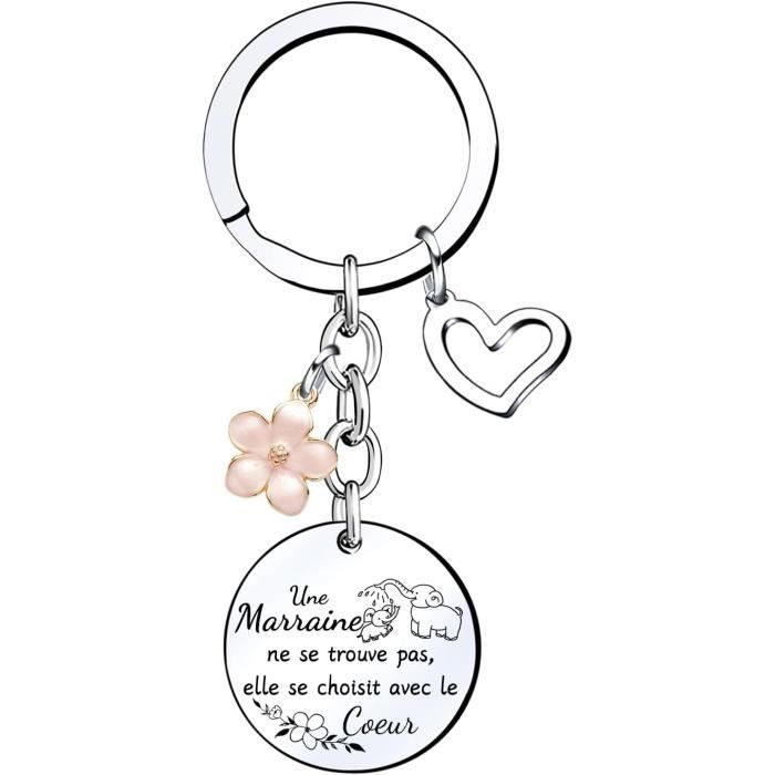 Porte-clés Demande Parrain Marraine - Cadeau Naissance, Baptême, Communion - Gravure "Veux-tu être Mon Parrain/Marraine ?" - Acier Inoxydable - 6