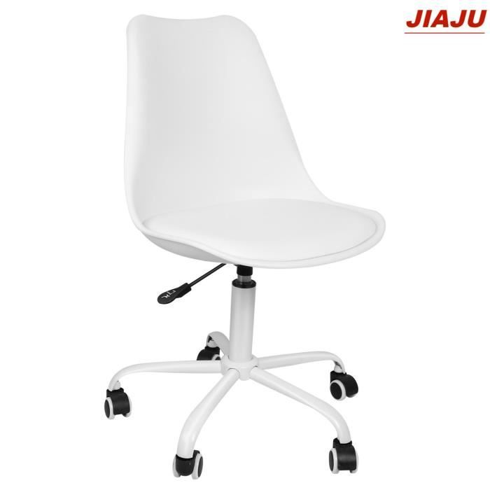 laodian 1pc chaise de bureau en pp+pu avec roulettes,fauteuil de bureau (blanc)