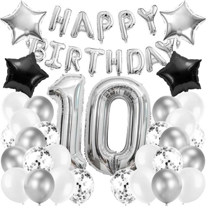 Ballon Chiffre 10 Noir 100cm Pour Anniversaire 10 Ans - Gonflage à L'Hélium | Décor Fête Happy Birthday | Valve Réutilisable - 7
