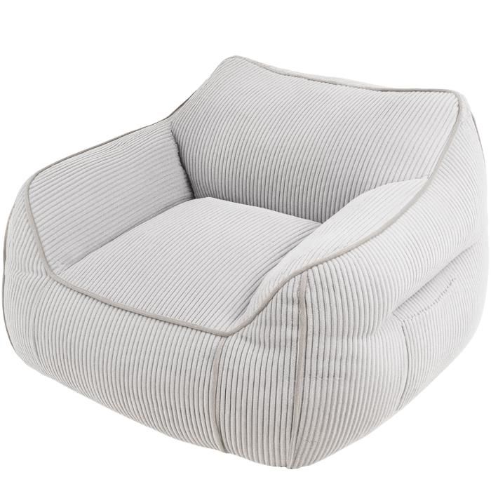 Pouf Fauteuil velours côtelé - 100x110 cm - Bananair - Gris clair Pouf Fauteuil velours côtelé - 100x110 cm - Bananair - Gris clair