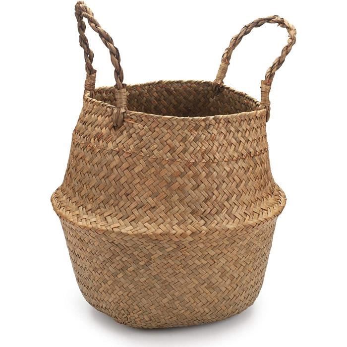 Pot De Fleurs En Paille Tissée - Design Naturel Et Couche Imperméable - Pour Plantes D'intérieur, Balcon Ou Décoration - Taille S - 9