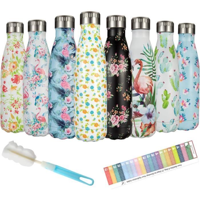 Gourde Isotherme YISH 500ml - Acier Inox, 10h Froid/chaud, Sans BPA, Avec Mousqueton - Pour Sport, Voyage, Bureau - 11