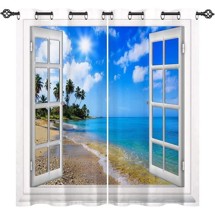 Rideaux Brise-bise Avec Broderie 45 Cm De Haut