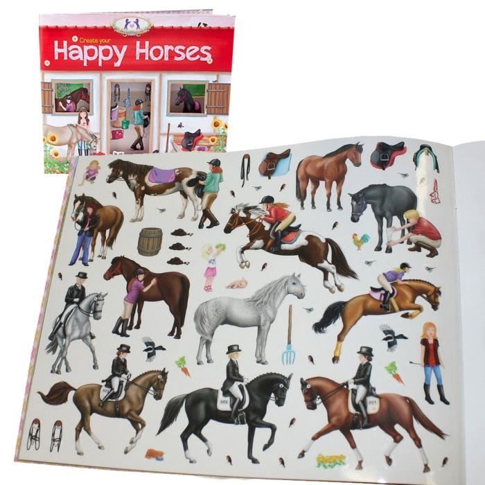 Depesche 11584 Create Your Happy Horse Album d'autocollants pour les fans  de chevaux avec 24 pages et 445 autocollants à décorer 24,5 x 30 x 0,7 cm :  : Cuisine et Maison
