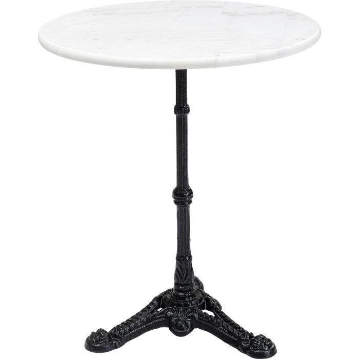 table bistrot - kare - marbre blanc - rond 60cm - contemporain design - pour 2 personnes
