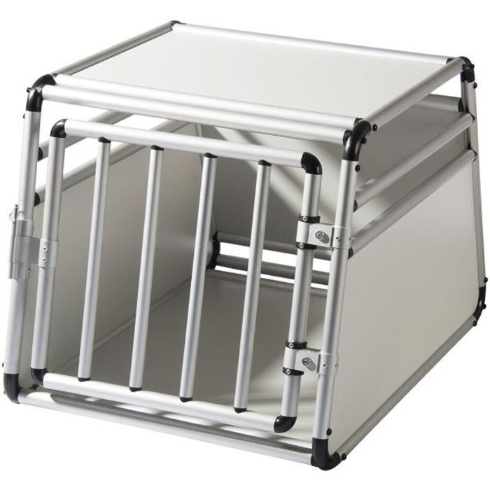 Eugad Cage De Transport Pour Chien En Aluminium Caisse De Transport Boite De Transport Boite De Voyage 69x54x50 Cm Gris Blanc Cdiscount