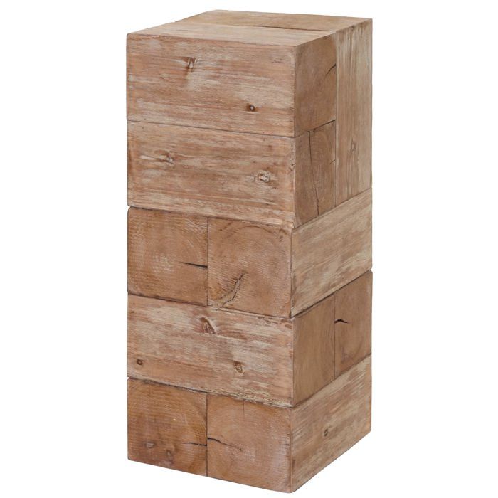 VIVANNO Jardinière Colonne Bois Marron Clair - Style Rustique 70x33x33 Cm Avec Insert Plastique