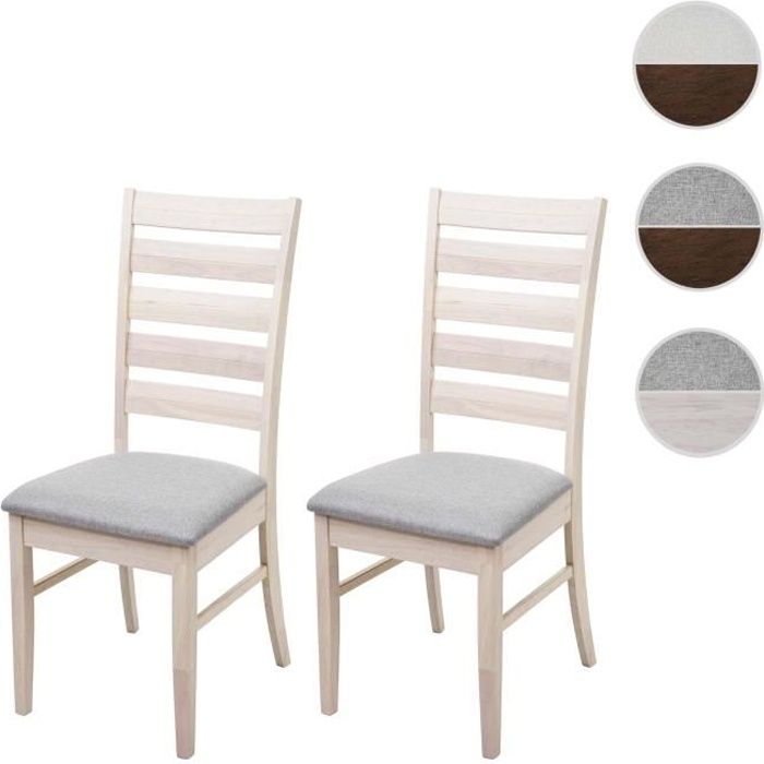 2x Chaise De Salle A Manger Hwc G47 Chaise Pour Cuisine Tissu En Bois Massif Chassis Clair Gris Cdiscount Maison