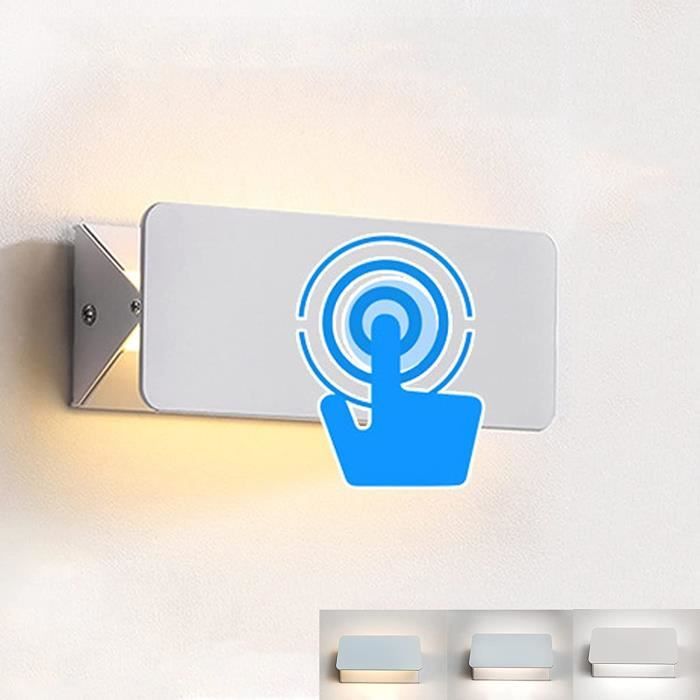 VOMI - Applique Murale LED Dimmable Avec Interrupteur Tactile Et Port USB - 8W, Rotative 350° - Pour Chambre, Bureau - Noir