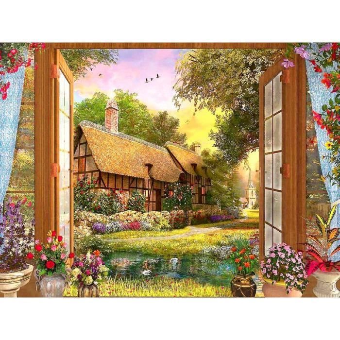GHHKUD Lot De 2 Peintures Par Numéros Adultes - Paysage Floral 20x30 Cm Avec Cadre | Kit Complet Acrylique + Chevalet Bois