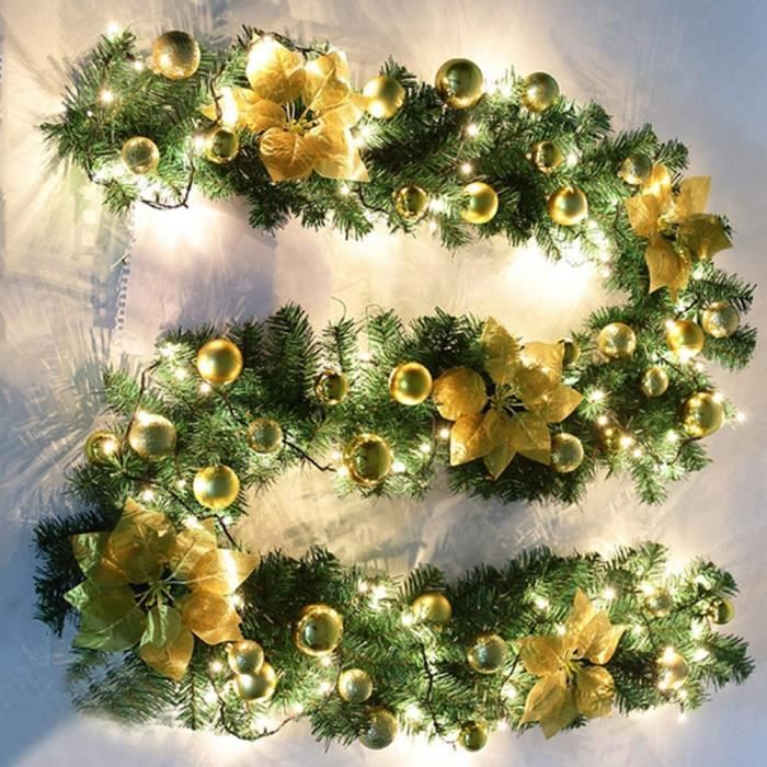 Guirlande Sapin Artificiel Noël Vert avec lumière LED,Guirlande de Pin