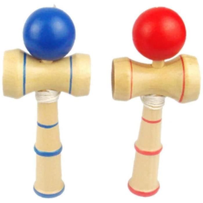 Odoukey Jouet Balle de compétence Jeu Japonais jonglage Bois Jouet épée Balle renforcer Les Enfants équilibre de Coordination des Yeux Main Adultes 