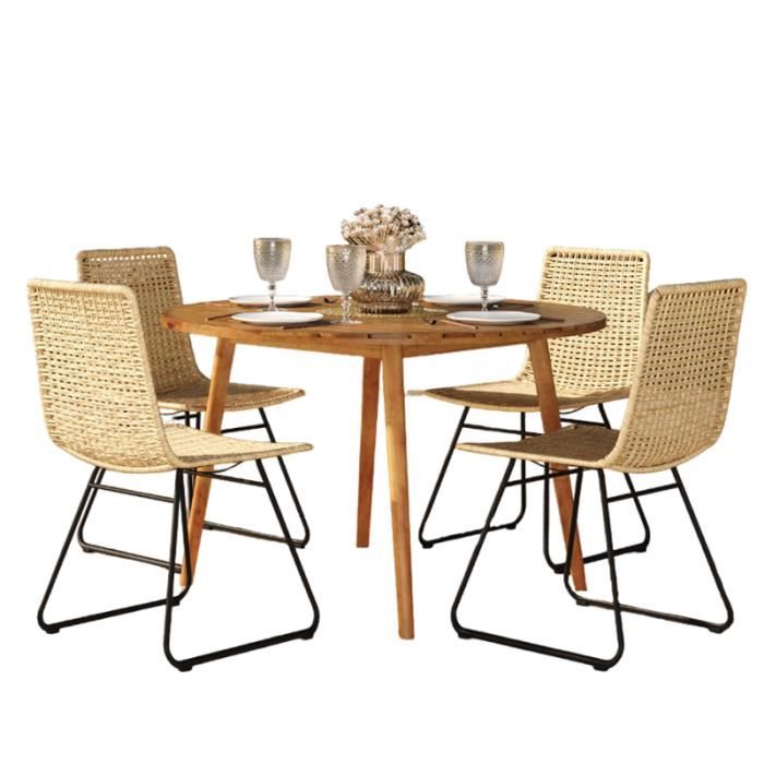 Ensemble table VERONE en bois d'acacia FSC et 4 chaises de jardin - 50