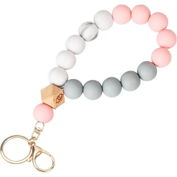 Bracelet personnalisé porte-clés élastique Silicone perlé