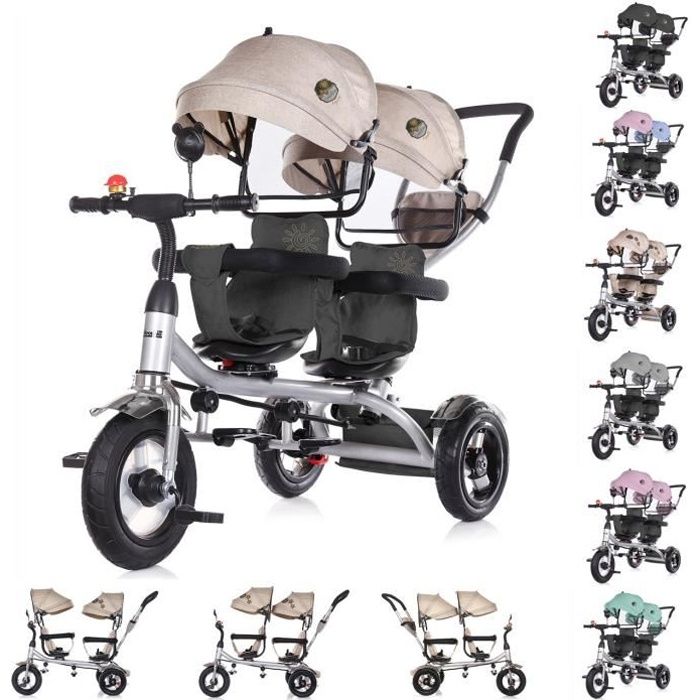 Chipolino Tricycle, Tricycle, 2Play, pour jumeaux, pneus, guidon, jusqu