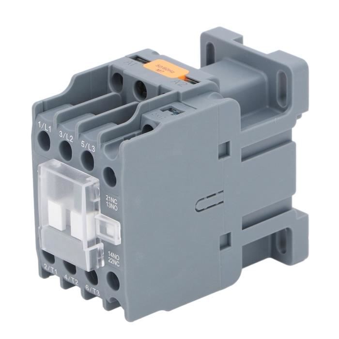 Heschen Contacteur Electrique AC HS1-32M/11 32A 2 Pôles 1NO 1NC Bobine 220V - Rail DIN