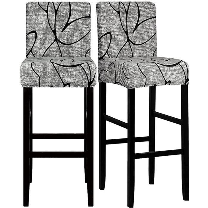 Lot de 6 Housses extensible pour chaise de bar tabouret haute Housses de chaise de salle à manger lavables amovibles universelle
