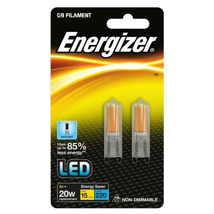 10x Energizer DEL G9 capsule ampoule 2 W = 20 W blanc froid lumière du jour Energizer