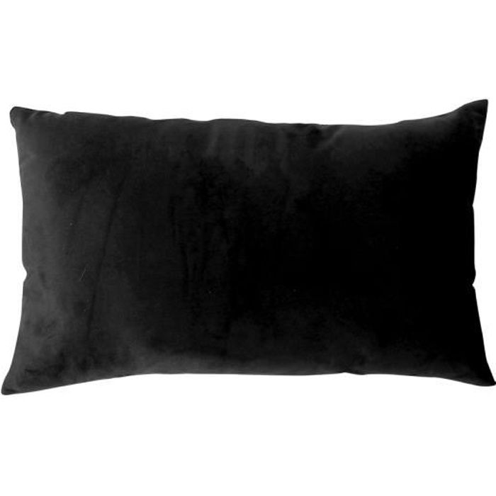 Coussin velours polyester déhoussable 30x50 cm NOUNOURS coloris NOIR