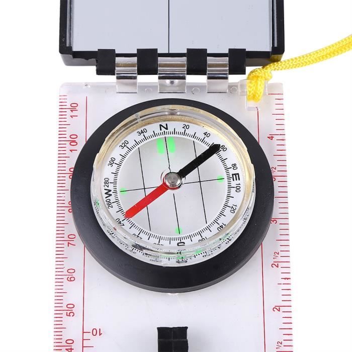 Boussole De Navigation Multifonction – Avec Miroir, Loupe, Règle Et Corde – Pour Randonnée, Camping, Activités De Plein Air – En Plastique ABS Léger