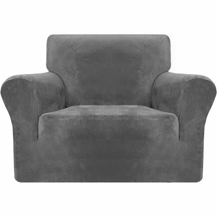 Housse de canapé gris foncé de couleur unie pour le salon Housse de canapé élastique Housse de protection pour chaise 1/2/3/4 places, gris foncé, 1 pièce 2, 145,185 cm