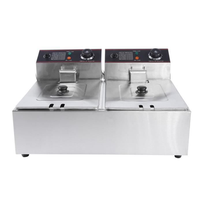 Friteuse à Gaz Commerciale Double Réservoir 2x6L – Acier Inox, Restauration, Outil Friture Pro
