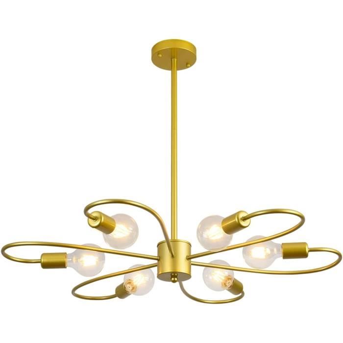 Lustre - GANEED - Mid Century Spoutnik - 6 lumières - Hauteur réglable - Fer blanc
