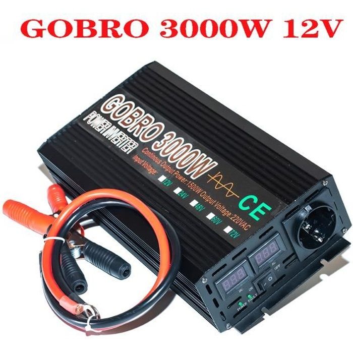 Transformateur de Tension 12v 1500 3000 Watt Sinusoïdale Pure Incl.