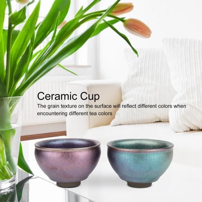 Ensemble De 4 Tasses à Thé Japonaises En Céramique - Multicolore Émaillée Flambée
