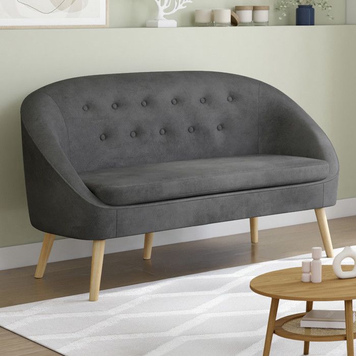IDMARKET Canapé banquette SONIA en velours gris