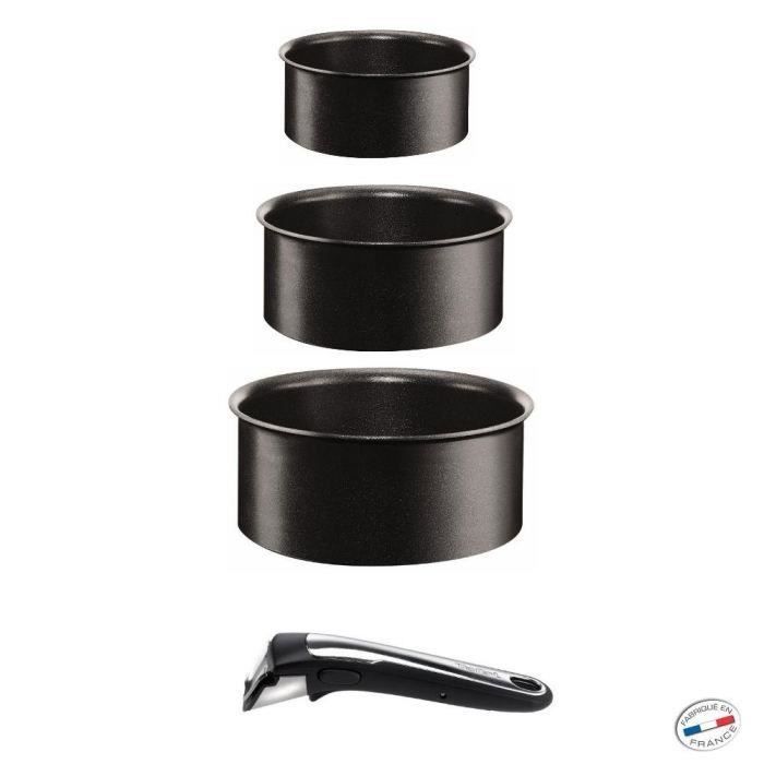 Tefal Ingenio Set van 2 pannen afneembare handgreep, inductie, antiaanbaklaag, stapelbaar, vaatwasmachinebestendig, gemaakt in Frankrijk, Natural On L7669353, grijs