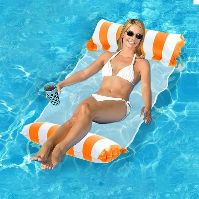 Tophomer Hamacs D'Eau Piscine Flotteur Chaise Longue Gonflable Radeau De Natation Lit Flottant Hamac Pliable Pour F Te L Eau Et Carnaval D T Pompe In