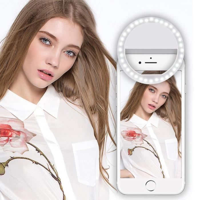 Selfie Anneau Lumière, 36 LED 3-Niveau Luminosité Mini Selfie LED Caméra Clip Lumière sur Téléphone Portable pour iPhone, Samsung