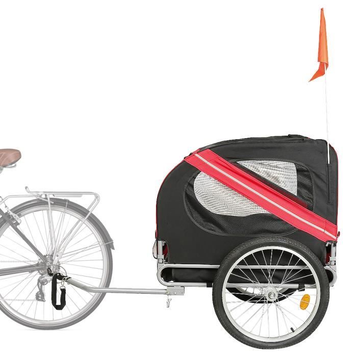 MENGDA Remorque vélo pour Chien Pliable Transport Animaux Cadre Pliable avec Roues de 48cm Drapeau Facile à installer,