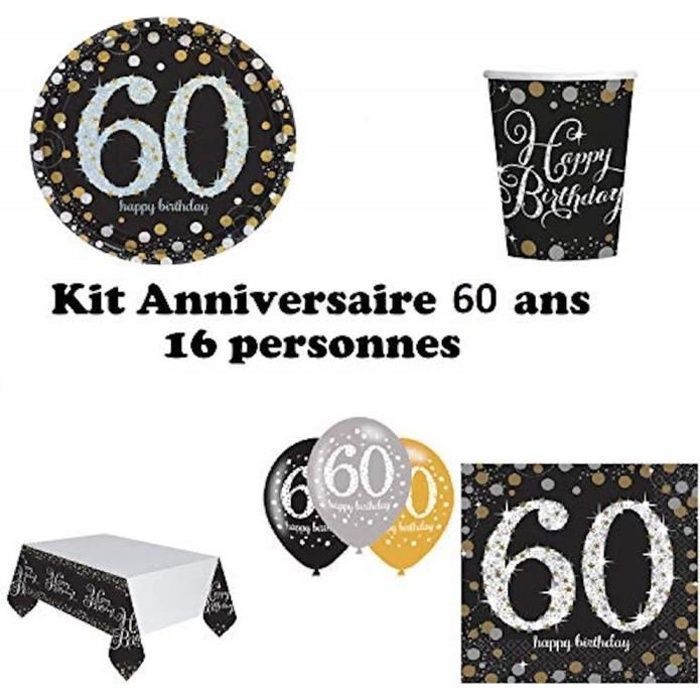 Mgs33 Kit Anniversaire 18 30 40 50 60 Ans Complet Decoration Table 16 Personnes 16 Assiettes 16 Gobelets 16 Serviettes 1 Nap Cdiscount Maison
