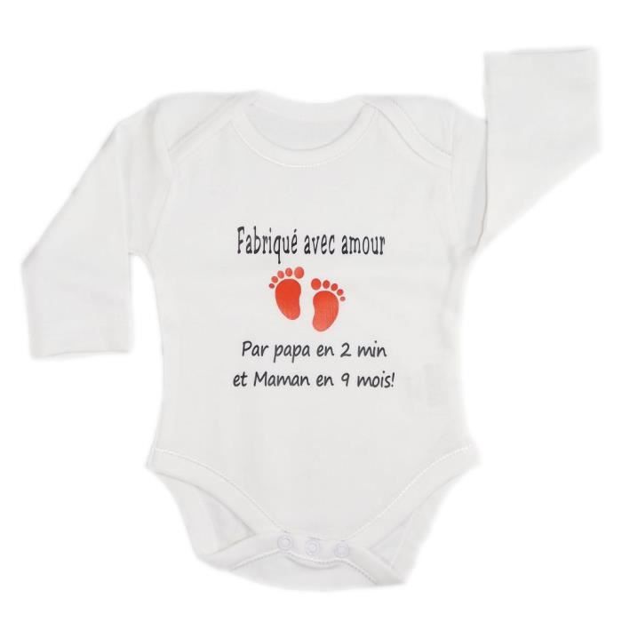 Body Bebe Humour Garcon Fabrique Avec Amour Blanc Cdiscount Pret A Porter