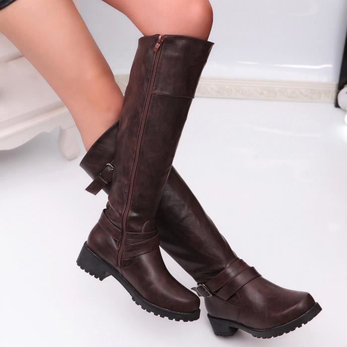 bottes femme mi mollet marron