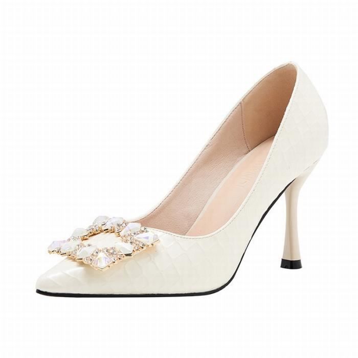 Escarpin Beige Escarpins Blancs Talon CarrÃ© Escarpins Blancs - Main Image