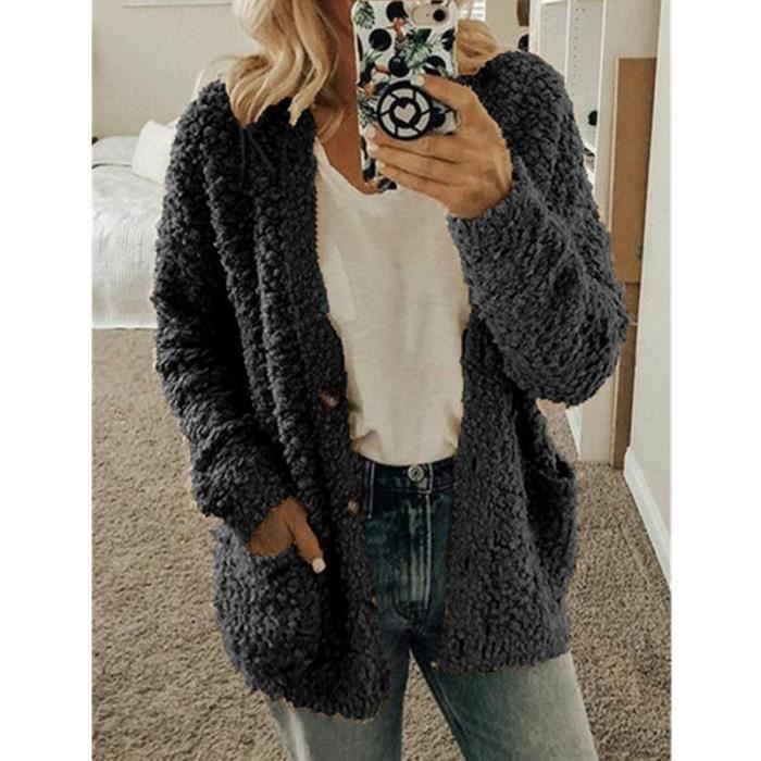 Manteau peluche femme noir hotsell