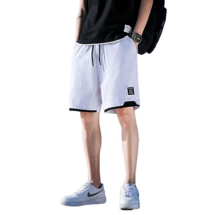 Short Homme, Short Sport Homme Coton avec Poches Zippées et cordon de  serrage, Short Running Homme Été, Bermuda Homme, Blanc Blanc - Cdiscount  Prêt-à-Porter