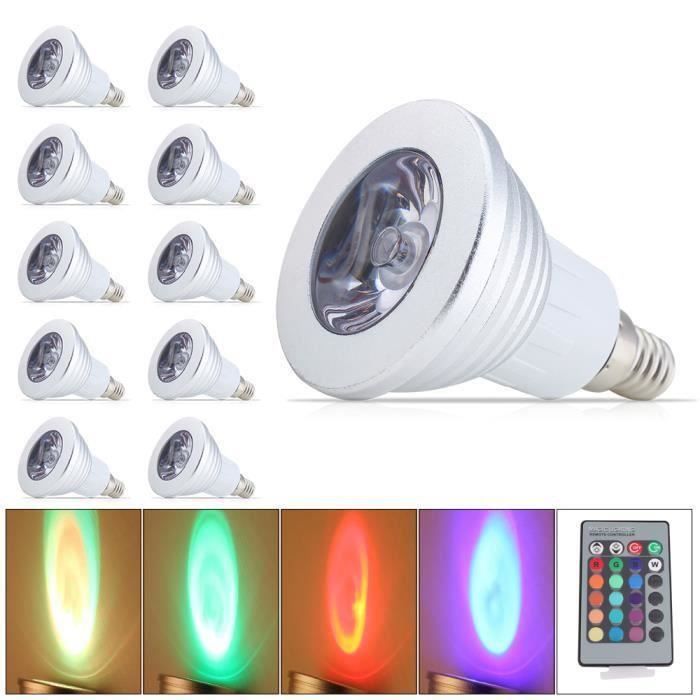 NETBOAT® 10X E14 RGB Ampoule LED 3W 16 Couleurs Changement RGB LED Bulb