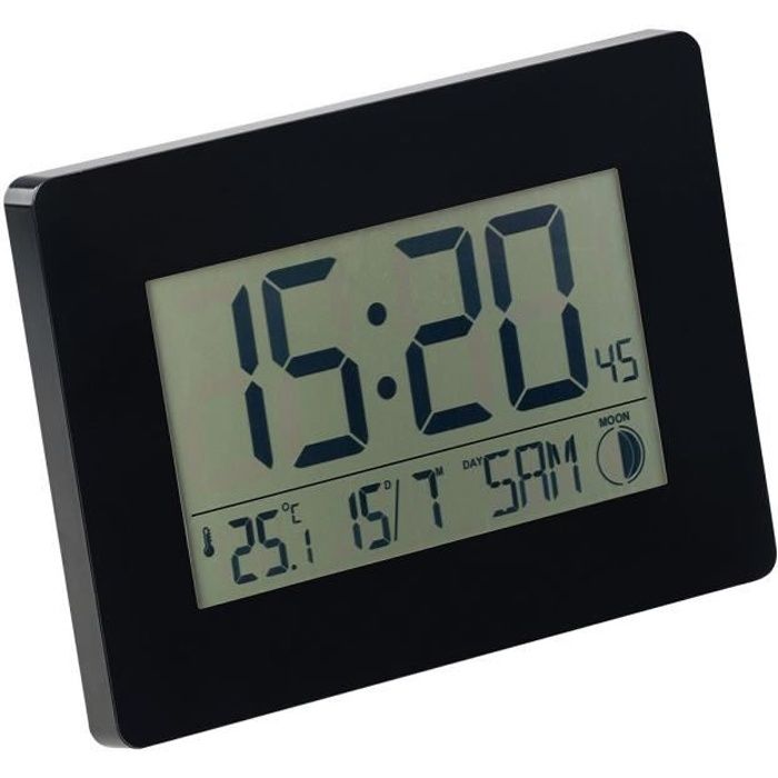 Horloge radiopilotée Bürouhr Maxi horloge avec écran LCD affichage des dates Thermomètre
