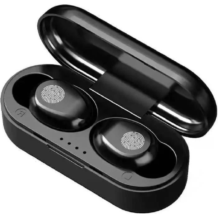Petits Écouteurs Bluetooth Taille De Poche Beige - Mini Intra-auriculaires IPX5 Autonomie 20H Avec Écran LED
